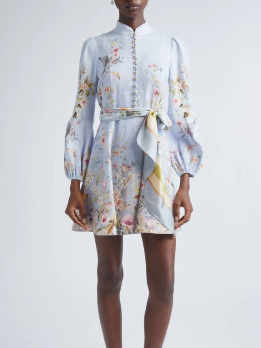 NWT Women Zimmermann Dress Rebellion Long Sleeve Linen Belted Minidress AU0/ US2